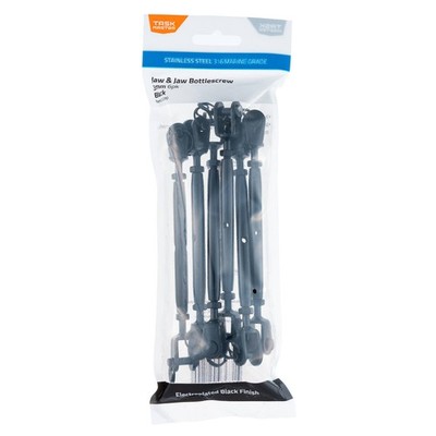 Taskmaster 3mm Black 316 Stainless Steel Jaw And Jaw Bottle Screw - 6 pieces