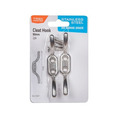 Taskmaster 90mm 316 Stainless Steel Cleat Hook - 2 pieces Hardware