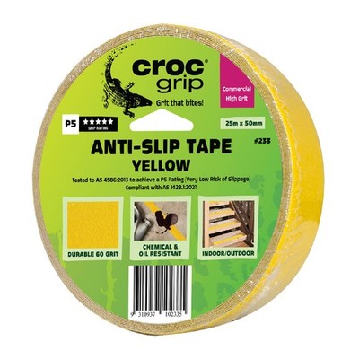 Croc Grip 25m x 50mm Yellow Anti-Slip Tape Plumbing