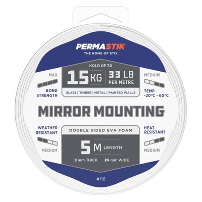 Permastik 5m x 24mm Mirror Mounting Tape Plumbing