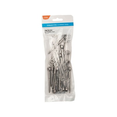 Taskmaster 6mm 316 Stainless Steel Lag Screw - 24 pieces Hardware