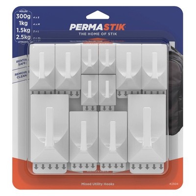 Permastik Utility Hooks Value Pack - 12 pieces Hardware
