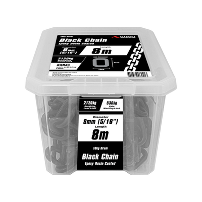 Pinnacle 8mm 5/16" x 8m Black Chain Hardware