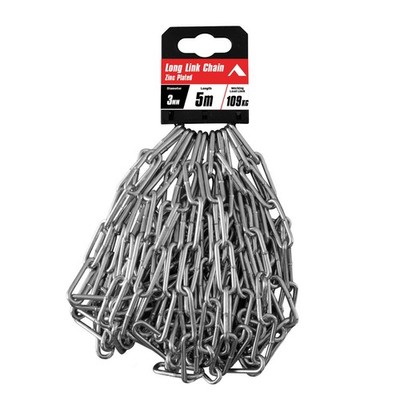 Pinnacle 3mm x 5m Zinc Plated Long Link Chain Hardware