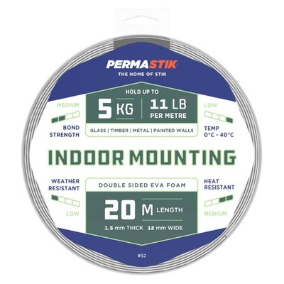 Permastik 12mm x 20m Indoor Mounting Tape Door Hardware