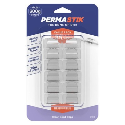 Permastik Clear Cord Clips - 25 Piece Value Pack Hardware
