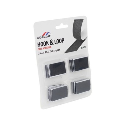 Moroday 25 x 40mm Black Self Adhesive Hook And Loop Tab - 18 pieces Hardware