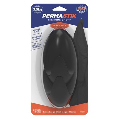 Permastik Jumbo Vogue Hook Black - 2 pieces Hardware