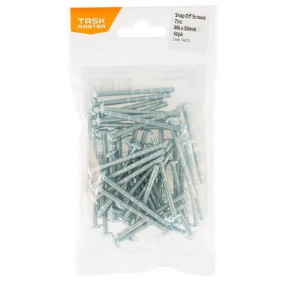 Taskmaster M4x 50mm Zinc Snap Off Screw - 50 pieces Hardware
