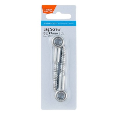 Taskmaster 8mm 316 Stainless Steel Lag Screw - 2 pieces Hardware