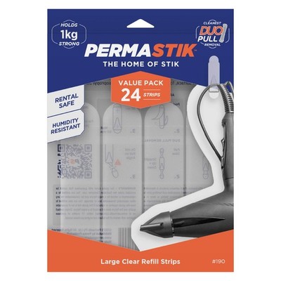 Permastik Large Clear Removable Refill Strips - 24 pieces Hardware