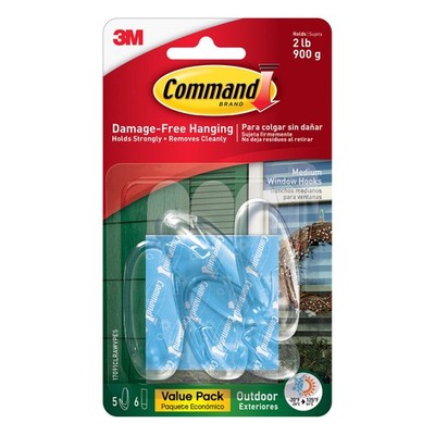 Command Medium Clear Outdoor Window Hook Value Pack Door Hardware