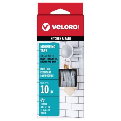 Velcro 25mm x 91cm White Industrial Strength Low Profile Stick On Hook & Loop Ro