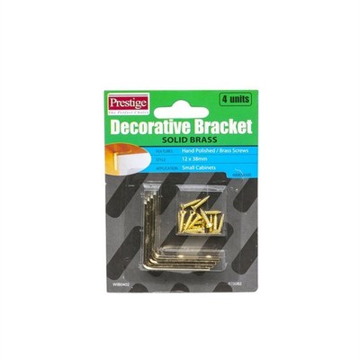 Prestige 12 x 38 x 1.5mm Brass Decorative Bracket Hardware