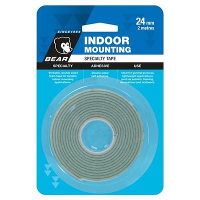 Bear 24mm x 2m White Indoor Mounting Tape Door Hardware