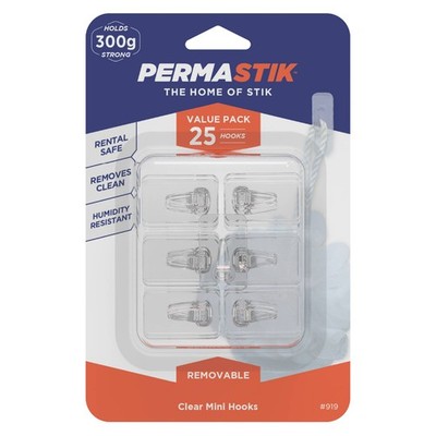 Permastik Clear Mini Clips - 25 Piece Value Pack Hardware