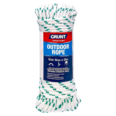 Grunt 8mm x 25m White And Green Outdoor Rope Door Hardware