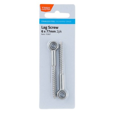 Taskmaster 6mm 316 Stainless Steel Lag Screw 2 pcs Hardware
