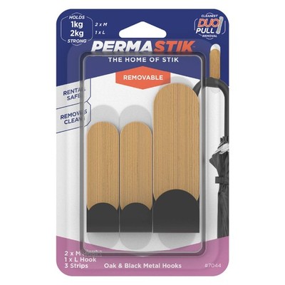 Permastik Oak & Black Metal Hooks 2 pcs Hardware