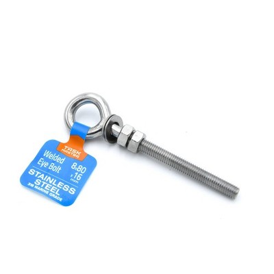 Taskmaster 8 x 80 x 16mm 316 Stainless Steel Eye Bolt Weld 2 pcs