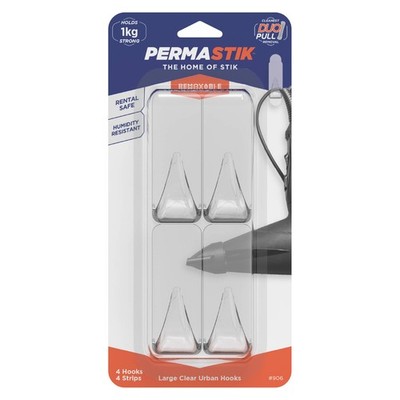Permastik Large Clear Urban Hooks - 4 pieces