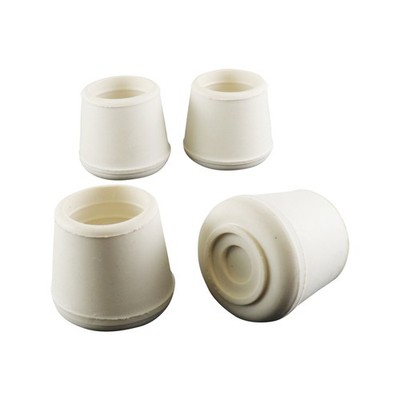 Surface Gard 22mm White Round External Rubber Chair Tips 4 pcs