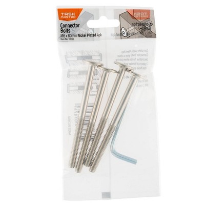 Taskmaster M6 x 80mm Nickel Plated JCB Connector Bolts 2 pcs
