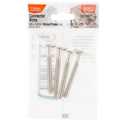 Taskmaster M6 x 50mm Nickel Plated Connector Bolts 4 pcs Car Wiring Adapter
