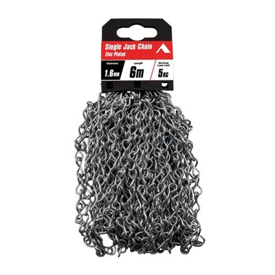 Pinnacle 1.6mm x 6m Zinc Plated Single Jack Chain Hardware