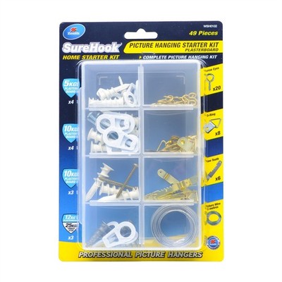 Zenith 5 / 25kg Brass Plated SureHook 49 Piece Wallmate Picture Hanging Starter