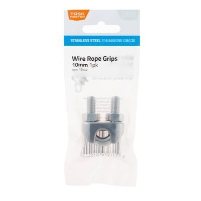 Taskmaster 10mm 316 Stainless Steel Wire Rope Grips Hardware