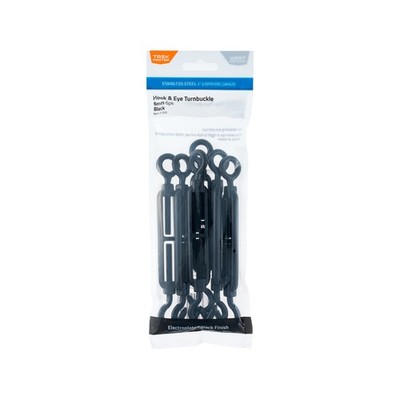 Taskmaster 6mm Black 316 Stainless Steel Turnbuckle Hook And Eye - 6 pieces DIY