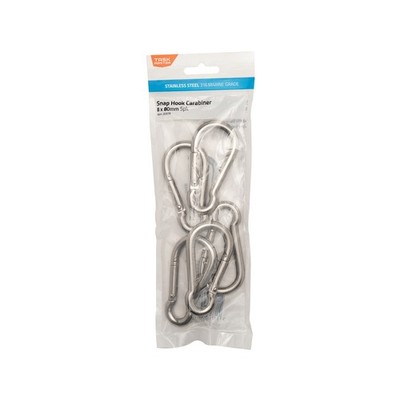 Taskmaster 8 x 80mm 316 Stainless Steel Snap Hook - 5 pieces Hardware