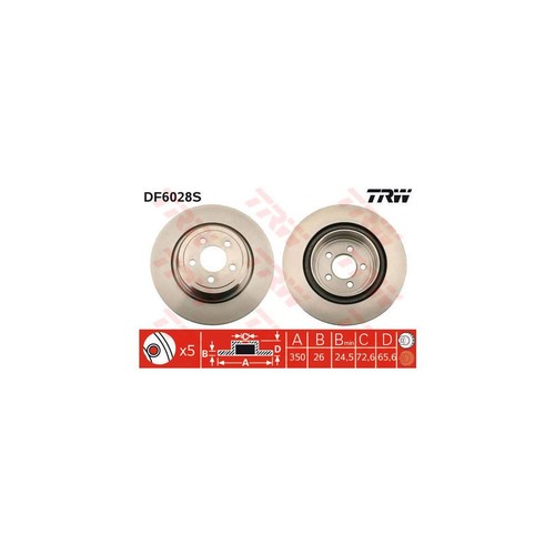 TRW Disc Brake Rotor Vented - DF6028S Brake Parts