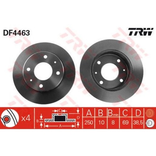 TRW Disc Brake Rotor - DF4463S Brake Parts