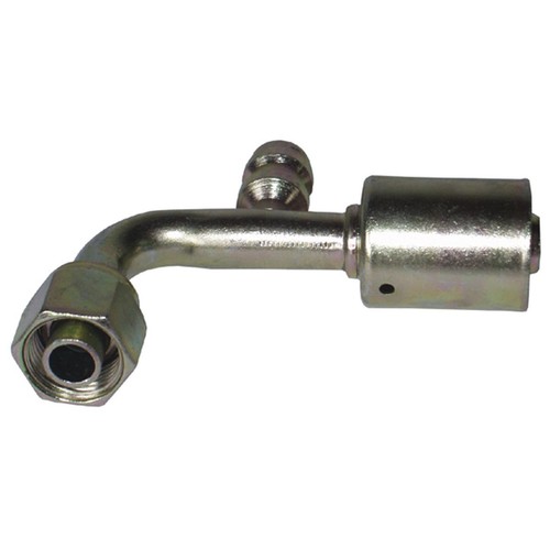 Atco Steel Fitting # 8 FOR - Beadlock Step Up #10 90° With R134a Port - SBX1326-