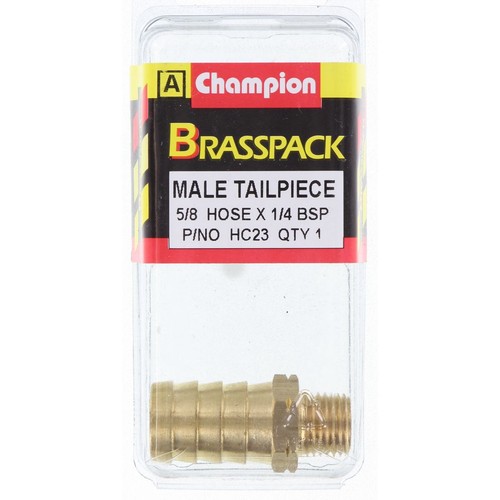 Champion Brass Straight Male Hose Tail – 5/8in x 1/4in - HC23 Replacement Hose