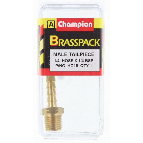 Champion Brass Male Straight Hose Tail – 1/4in x 1/4in - HC19 Replacement Hose