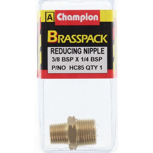 Champion Brass Reducing Nipple – 3/8in x 1/4in - HC85 Auto Part