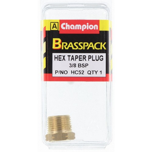 Champion Brass Hex Taper Plug – 3/8in - HC52 Auto Part