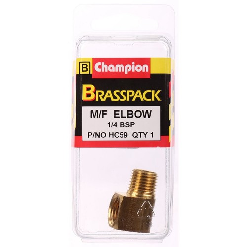 Champion Brass Male & Female Elbow – 1/4in x 1/4in - HC59 Auto Part