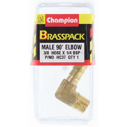 Champion Brass 90° Male Elbow Hose Tail – 3/8in x 1/4in - HC37 Replacement Hose