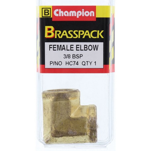Champion Brass Female Elbow – 3/8in BSP - HC74 Auto Part