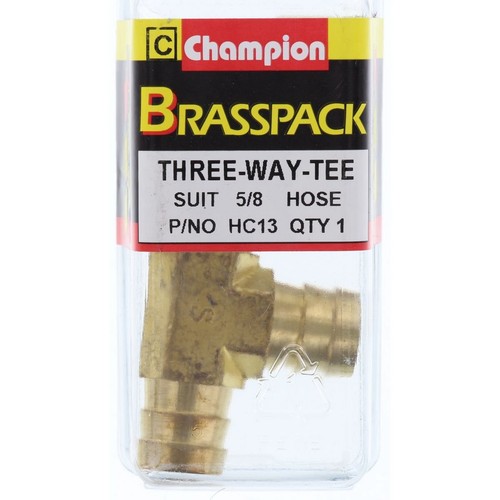Champion Brass Hose Joiner T Piece – 5/8in - HC13 Replacement Hose Auto Part