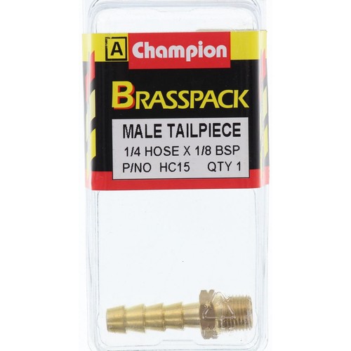 Champion Brass Male Straight Hose Tail – 1/4in x 1/8in - HC15 Replacement Hose