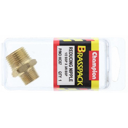 Champion Reducing Nipple Brass 1/2in x 3/8in - HC87 Auto Part