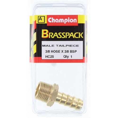 Champion Brass Male Straight Hose Tail – 3/8in x 3/8in - HC25 Replacement Hose