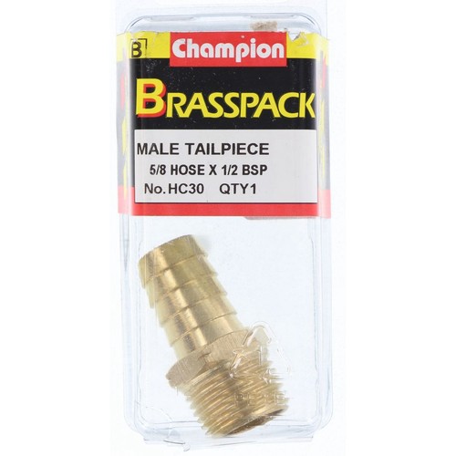Champion Brass Straight Male Hose Tail – 5/8in x 1/2in - HC30 Replacement Hose
