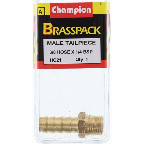 Champion Brass Male Straight Hose Tail – 3/8in x 1/4in - HC21 Replacement Hose