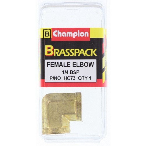 Champion Brass Female Elbow – 1/4in BSP - HC73 Auto Part